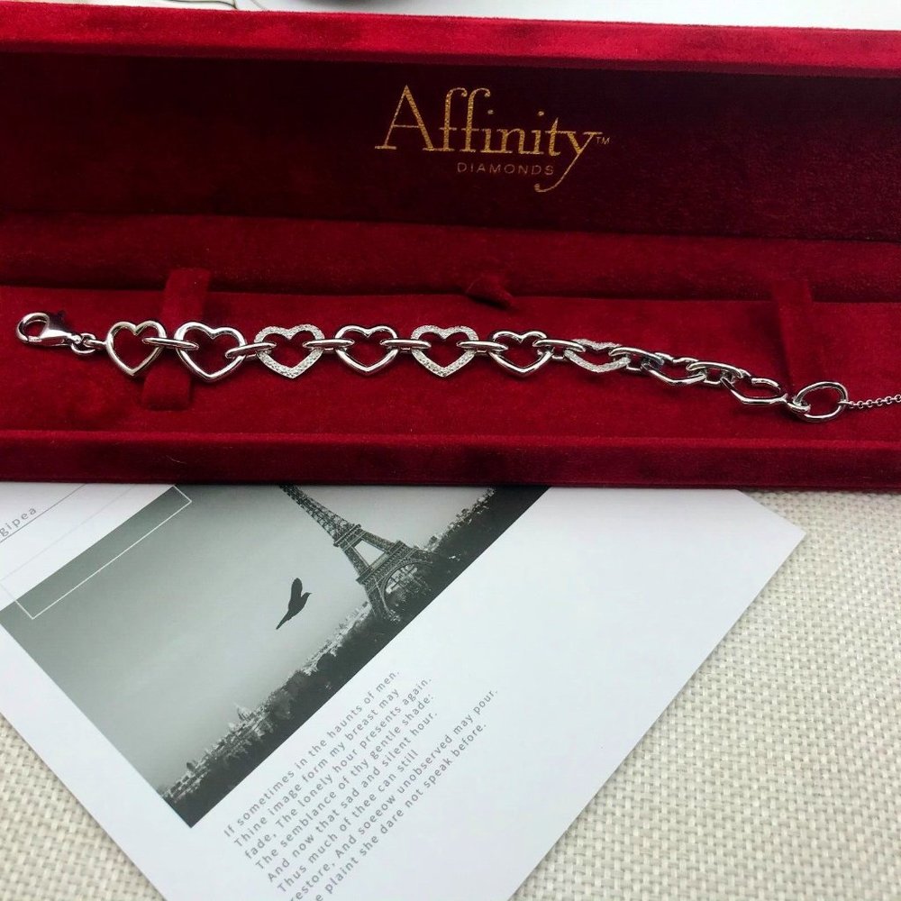 Authentic Affinity Diamonds Sterling Silver Hearts Bracelet